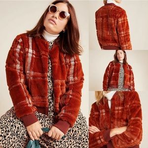 ❤️❄️ NWT Anthropologie teddy plaid coat / bomber jacket